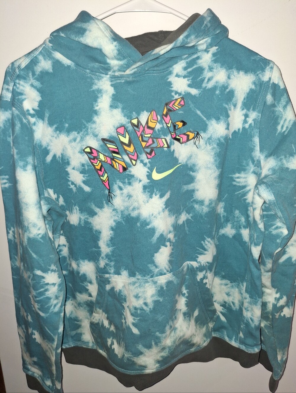 Kids Nike Teal Tie-Dye Logo Hoodie - Teal